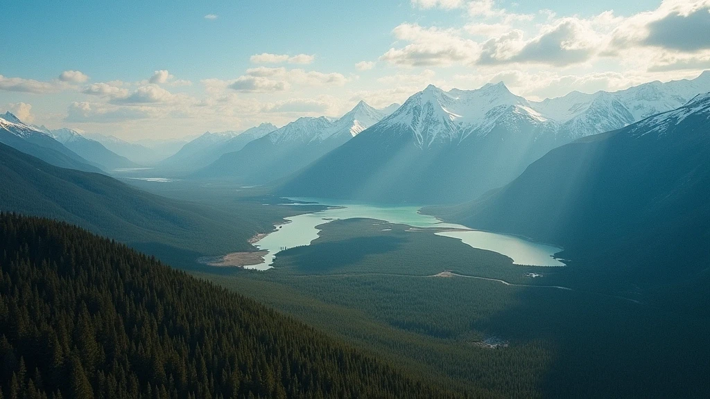 Luftaufnahme der Altai-Berge und Taiga in Sibirien zur goldenen Stunde