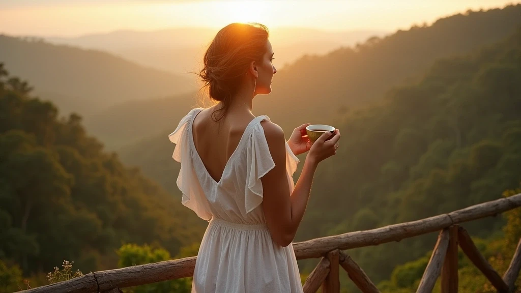 Elegante Reisende auf Aussichtsplattform im Sinharaja-Regenwald, Sri Lanka