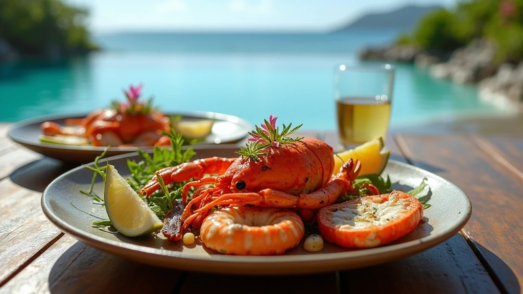 Frisches Meeresfruechte-Platte im Six Senses Zil Pasyon Resort auf den Seychellen