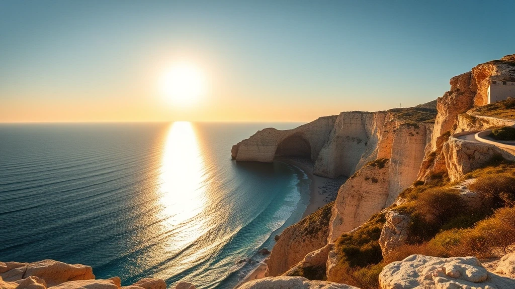 Panoramablick auf die weißen Kalksteinklippen Scala dei Turchi an der Küste Siziliens