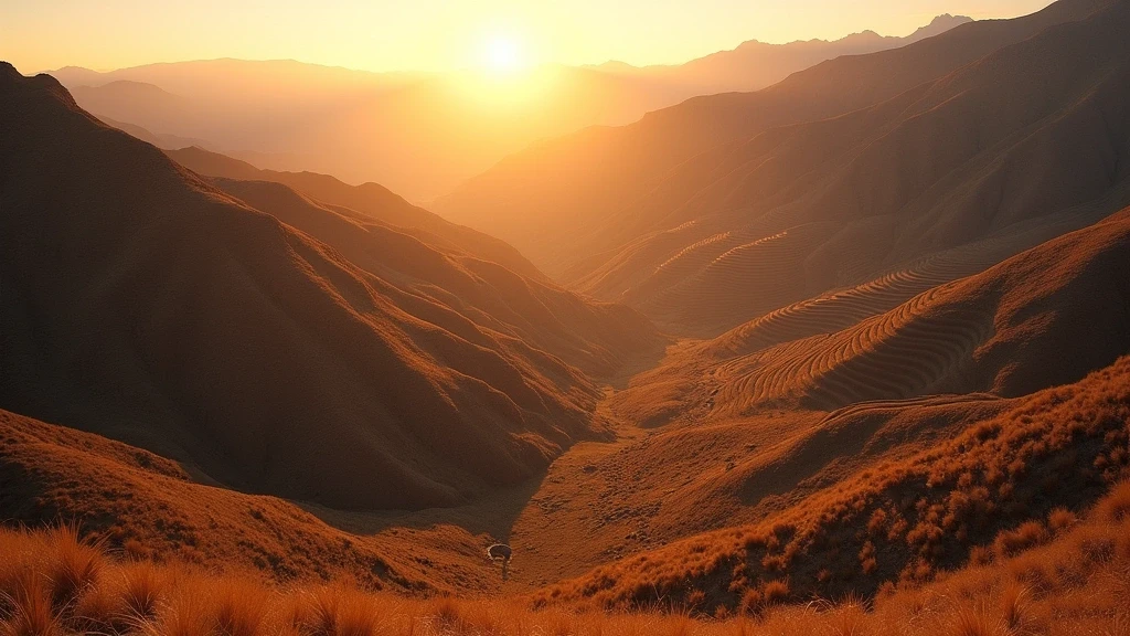 Goldene Stunde Beleuchtung auf antiken Inka-Terrassen in den Bergen von Socaire, Chile