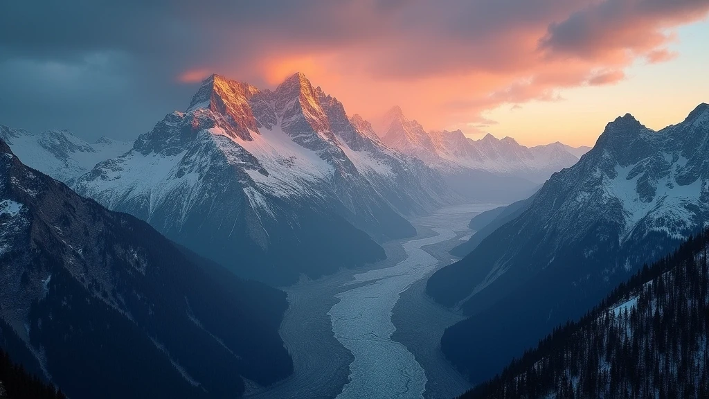 Sonnenaufgang ueber dem Corvatsch-Gletscher in St. Moritz