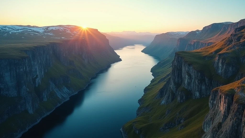 Luftaufnahme des Lysefjords mit Preikestolen in Stavanger zur goldenen Stunde