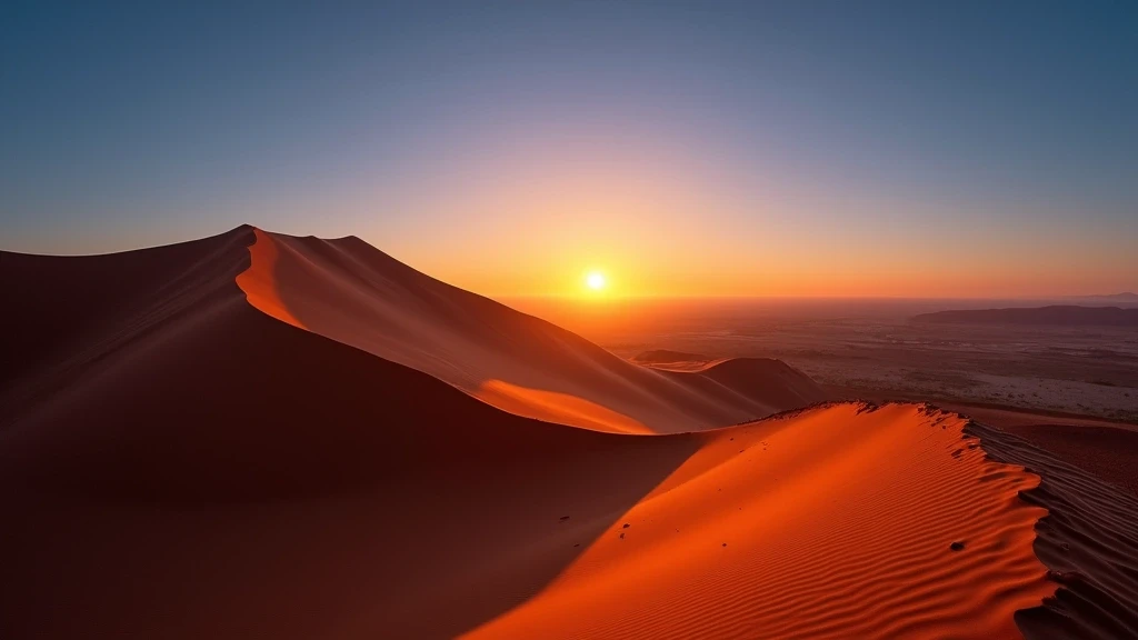 Panorama der Dune 7 in Swakopmund bei Sonnenuntergang mit goldenem Licht