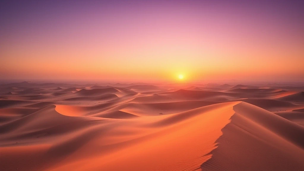 Panoramablick auf die Sandduenen von Tagounite bei Sonnenuntergang mit dramatischen Schatten
