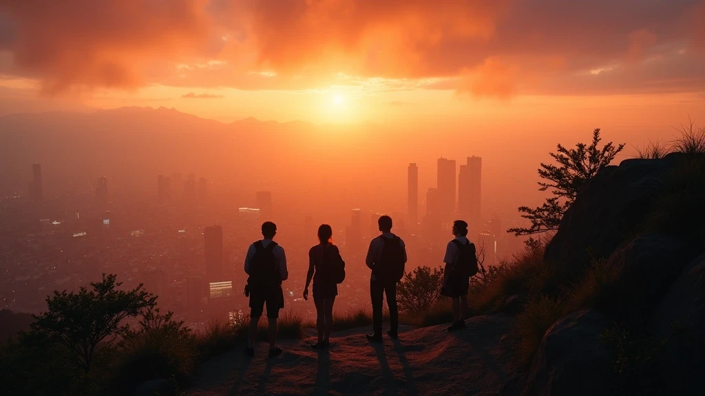 Sonnenuntergang ueber Elephant Mountain mit Blick auf Taipei Skyline in Taiwan