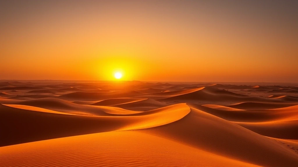 Sonnenuntergang über den Sanddünen von Tazzarine im Marokko mit langen Schatten und warmem Licht