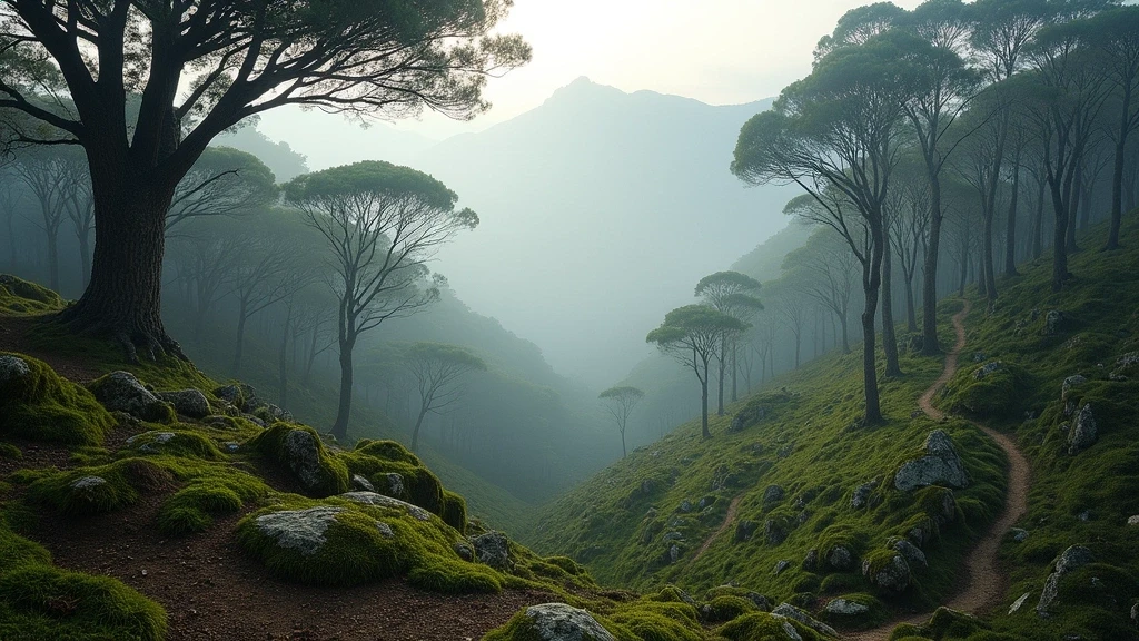 Panoramablick auf den urzeitlichen Lorbeerwald im Anaga-Gebirge auf Teneriffa