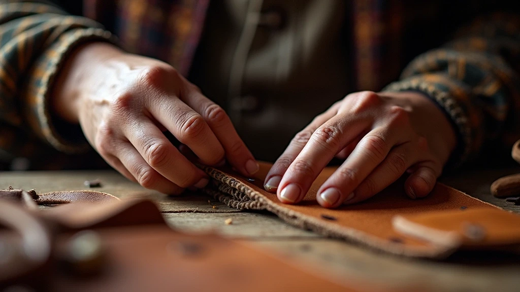 Handwerker bei traditioneller mongolischer Lederverarbeitung im Terelj-Nationalpark