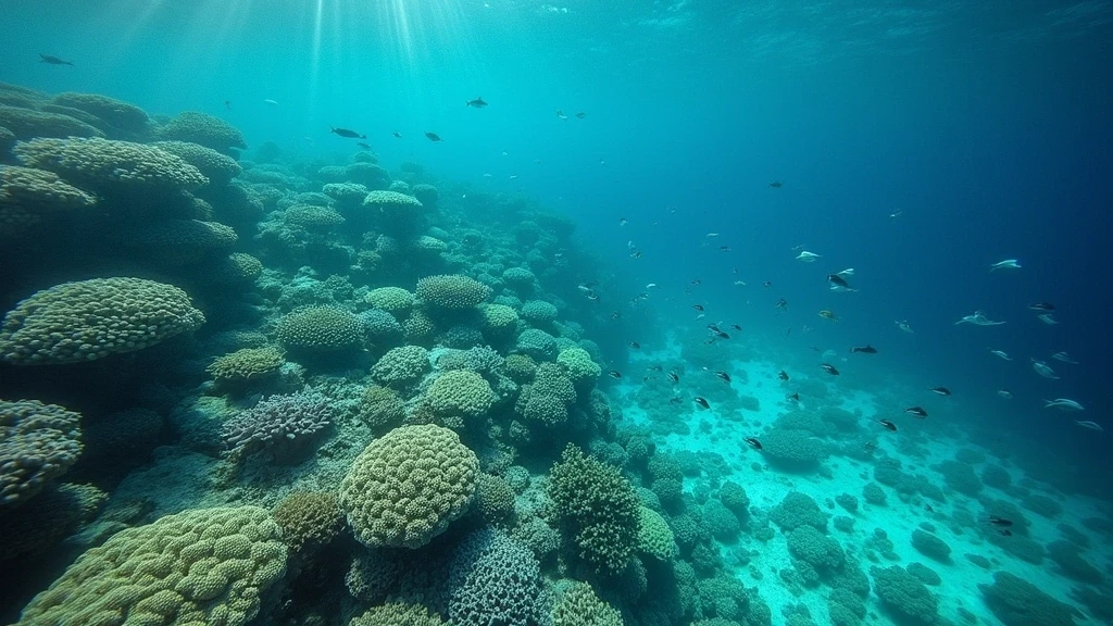 Luftaufnahme der Korallengaerten von Thulusdhoo, Malediven mit klarem Wasser