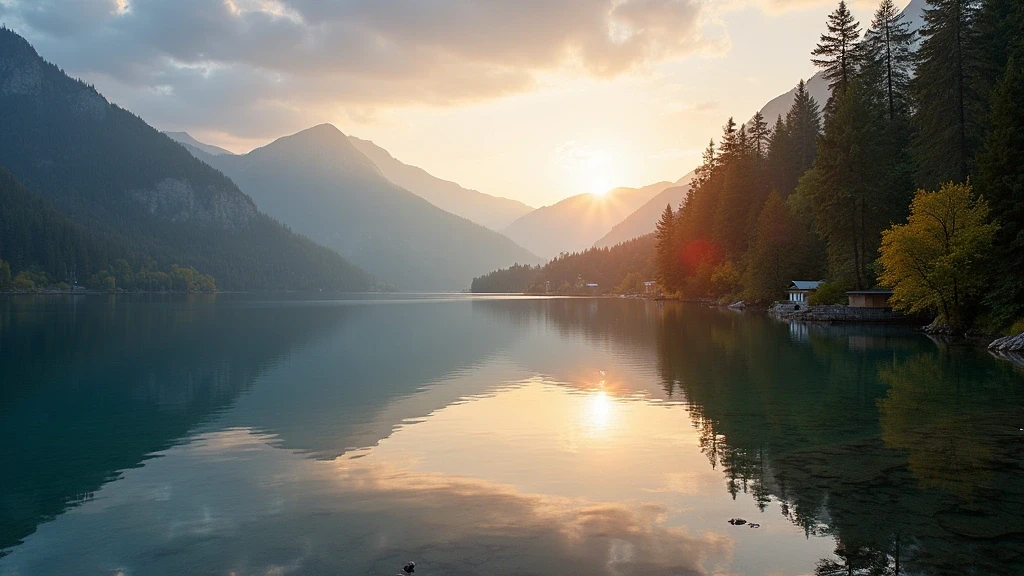 Panoramablick auf den Titisee bei Sonnenuntergang im Schwarzwald