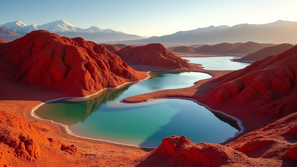 Goldene Stunde an den Piedras Rojas, rote Vulkansteine und Salzlagunen in Toconao, Chile