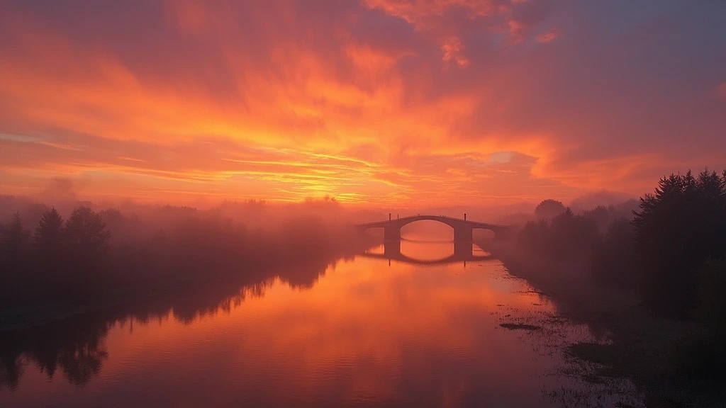 Sonnenuntergang ueber der venezianischen Lagune mit der Teufelsbruecke in Torcello, Italien