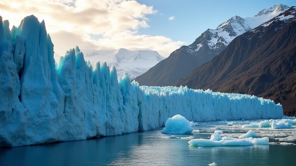 Nahaufnahme des Grey Gletschers mit blauem Eis und Eisbergen in Torres del Paine