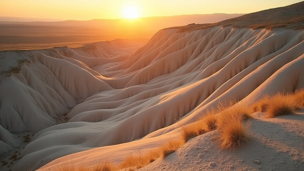 Goldene Stunde auf den weissen Tonhügeln der Crete Senesi in der Toskana