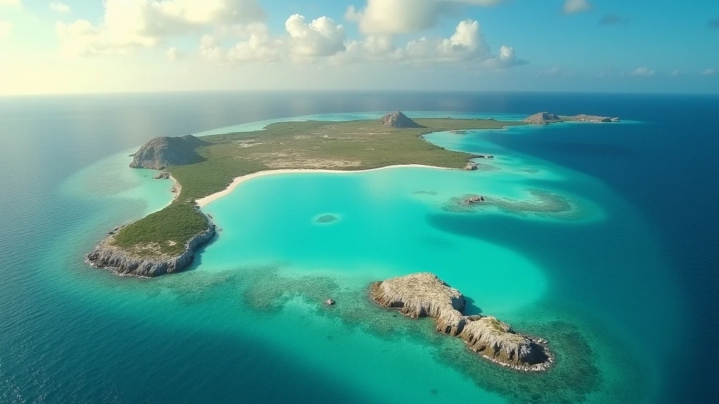 Luftaufnahme des Chalk Sound Nationalparks auf den Turks- und Caicosinseln