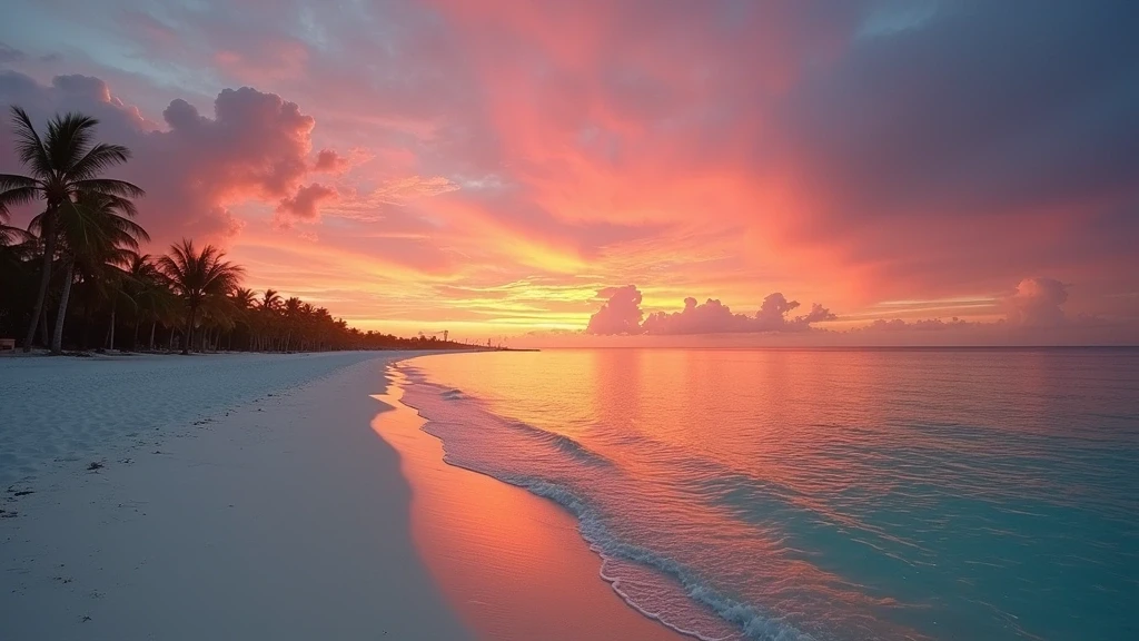 Dramatischer Sonnenuntergang am Grace Bay Beach auf den Turks- und Caicosinseln