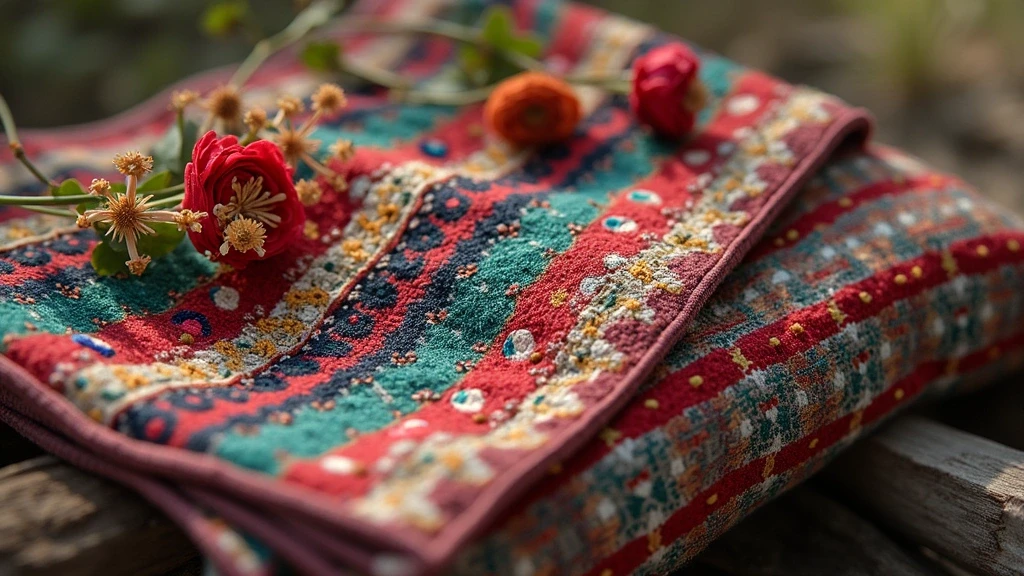 Detailaufnahme traditioneller mongolischer Stickerei im Uvs-Nuur-Becken