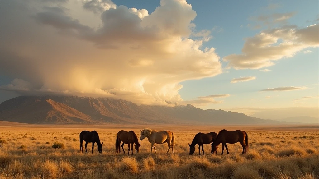 Panoramablick auf die Steppe und das Altai-Gebirge im Uvs-Nuur-Becken, Mongolei