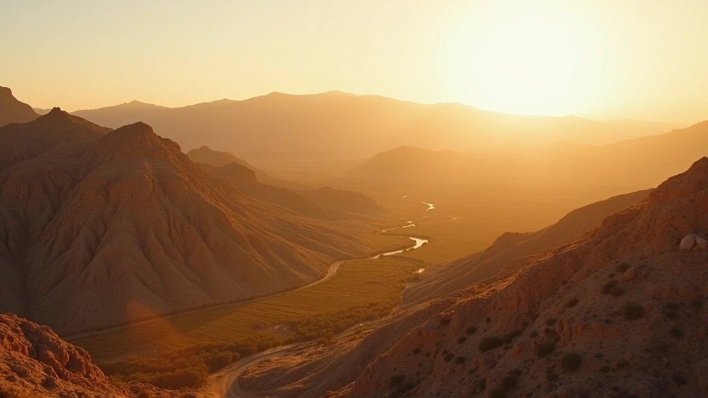 Dramatische Luftaufnahme der Valle de Guadalupe Weinberge und Wüstenlandschaft zur goldenen Stunde in Mexiko