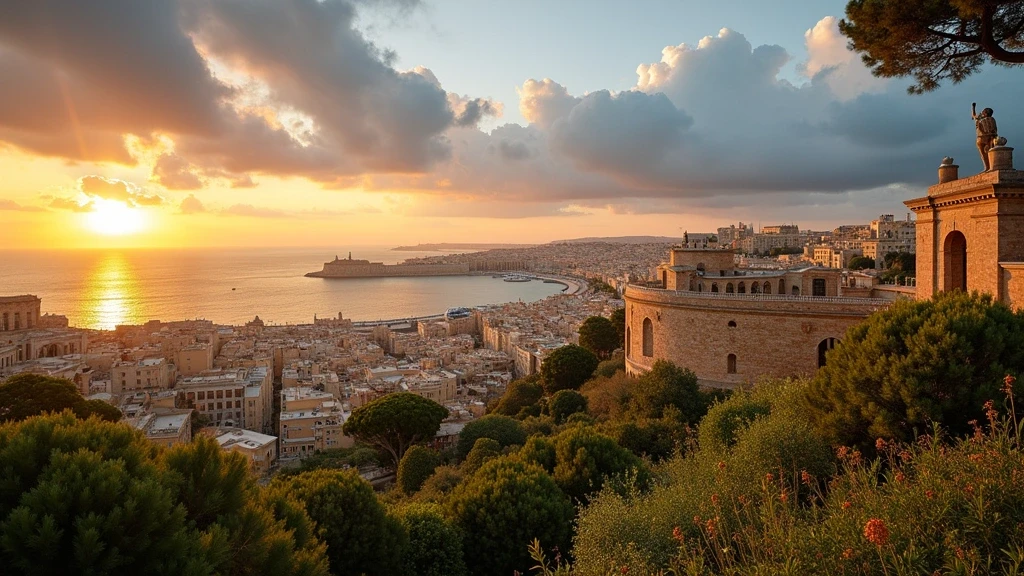 Panoramablick von den Upper Barrakka Gardens in Valletta auf die Three Cities