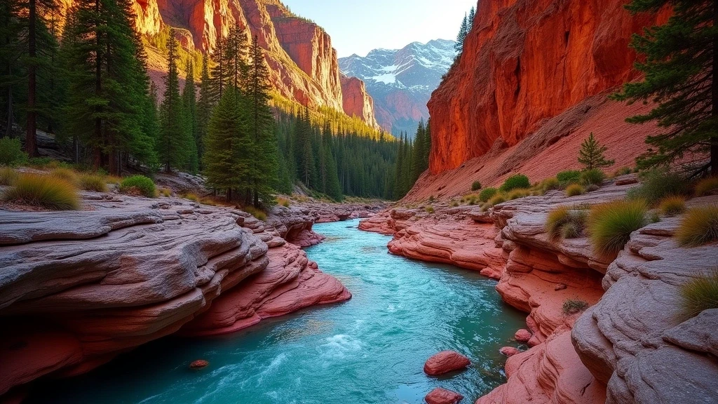 Rote Felsformationen des Red Rock Canyon im Waterton Lakes National Park