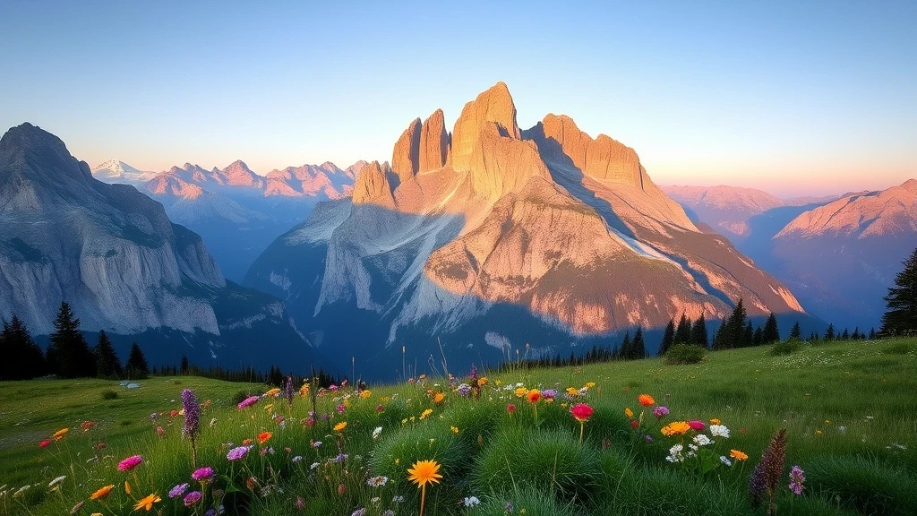 Panoramablick auf das Watzmann-Massiv von einer Almwiese aus