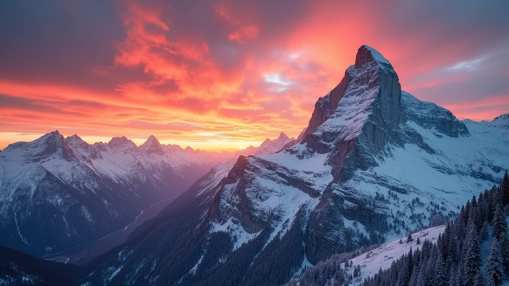 Sonnenuntergang ueber der Eiger-Nordwand von Wengen aus gesehen im Berner Oberland
