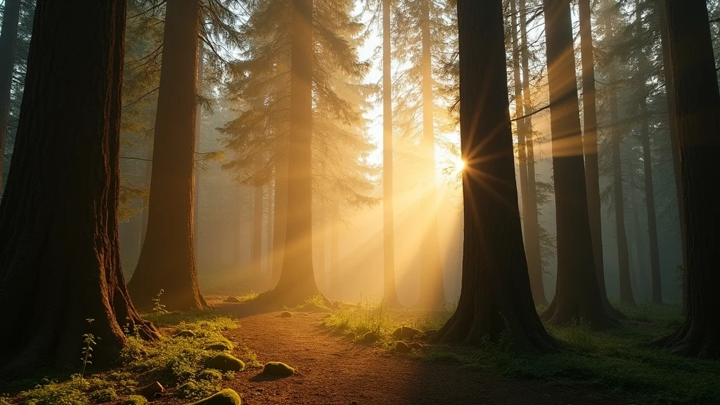 Goldene Stunde im alten Zedernwald von Lost Lake Park in Whistler