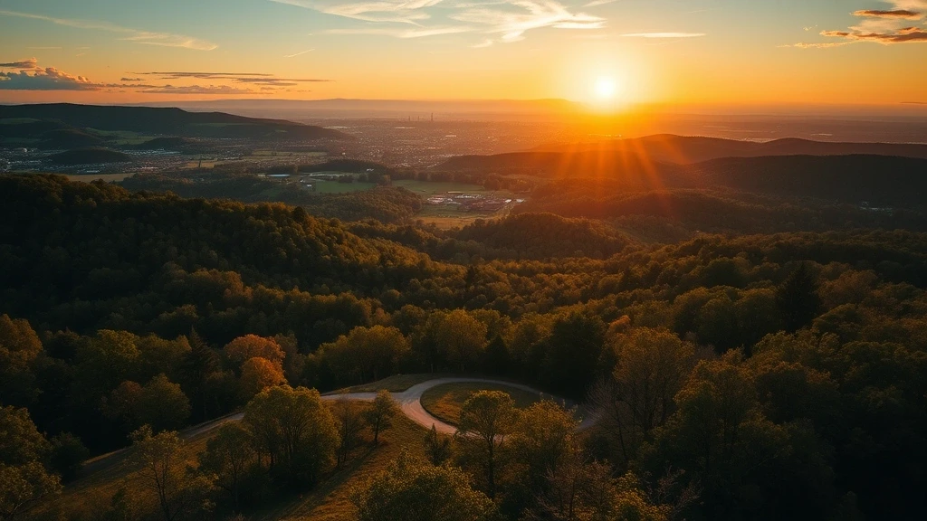 Wienerwald bei Sonnenuntergang mit goldenem Licht in Wien, Österreich