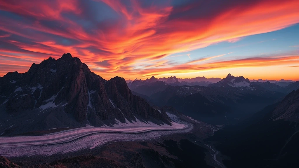 Sonnenuntergang über dem Zugspitzmassiv mit Schneeferner-Gletscher, Alpenpanorama