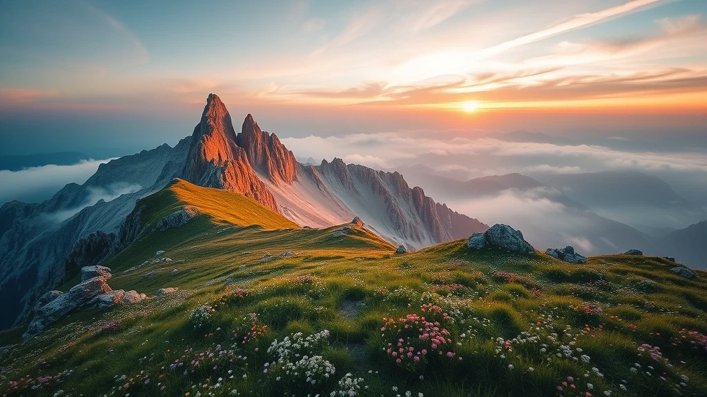 Goldene Stunde auf dem Zugspitzplatt, alpine Blumenwiesen und Felsformationen